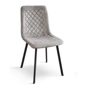 Sedia trapuntata ergonomica in velluto grigio