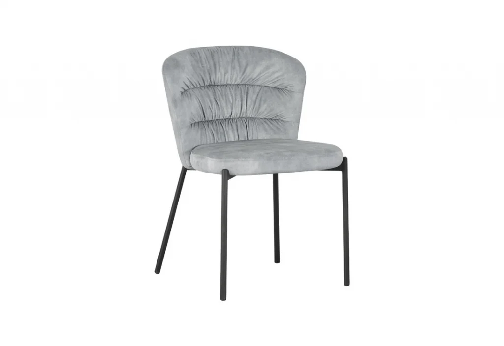 Sedia Jackie in tessuto grigio con gambe nere in metallo