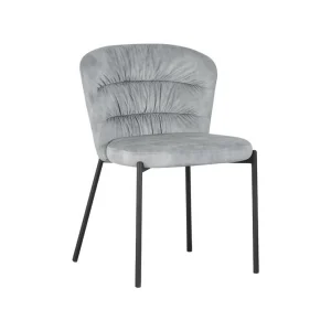 Sedia Jackie in tessuto grigio con gambe nere in metallo