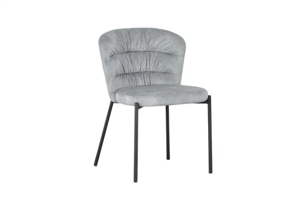 Sedia Jackie in tessuto grigio con gambe nere in metallo