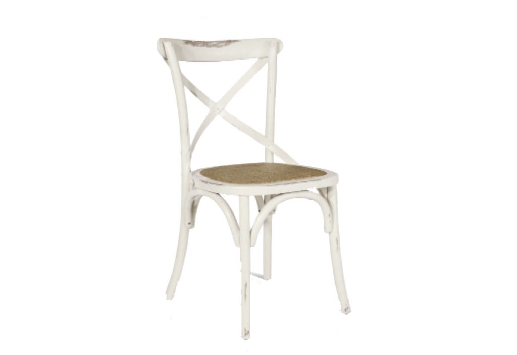 Sedia Shabby in legno laccato bianco