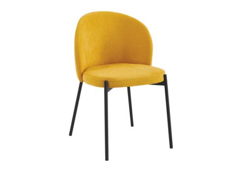 Sedia Shelly in Tessuto Senape con Gambe Nere