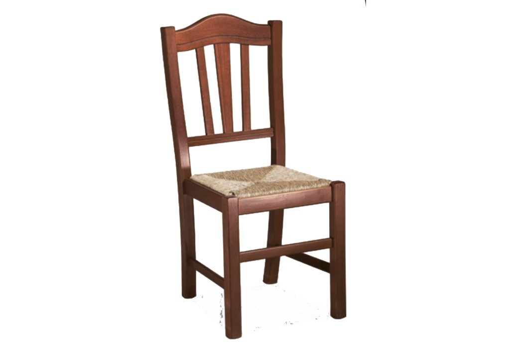 Sedia Siilvana in legno noce con seduta paglia rustica