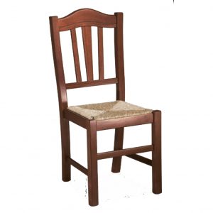 Sedia Siilvana in legno noce con seduta paglia rustica