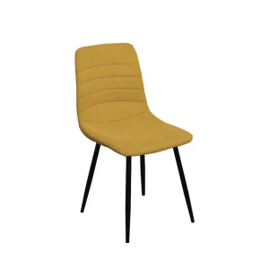 Sedia Livia in tessuto senape con gambe nere