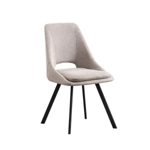 Sedia Miranda in tessuto beige con gambe in metallo nere