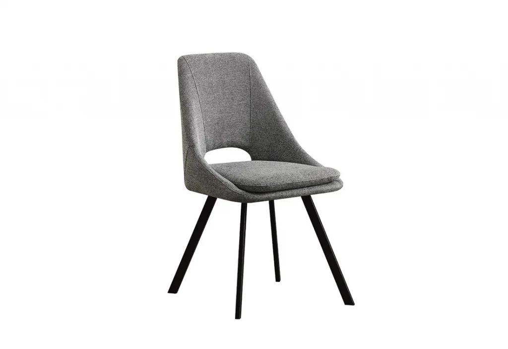Sedia Miranda in tessuto grigio con gambe in metallo nere