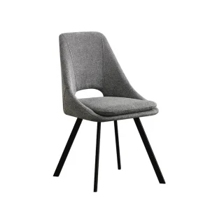 Sedia Miranda in tessuto grigio con gambe in metallo nere