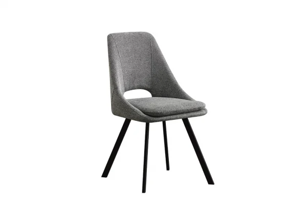 Sedia Miranda in tessuto grigio con gambe in metallo nere