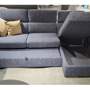 Divano letto SERENA chaise longue con penisola contenitore -Cubo Rosso - OFFERTA