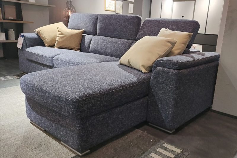 Divano letto SERENA chaise longue con penisola contenitore -Cubo Rosso - OFFERTA