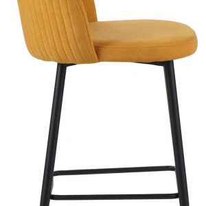 Sgabello Shelly in tessuto senape  con gambe nere