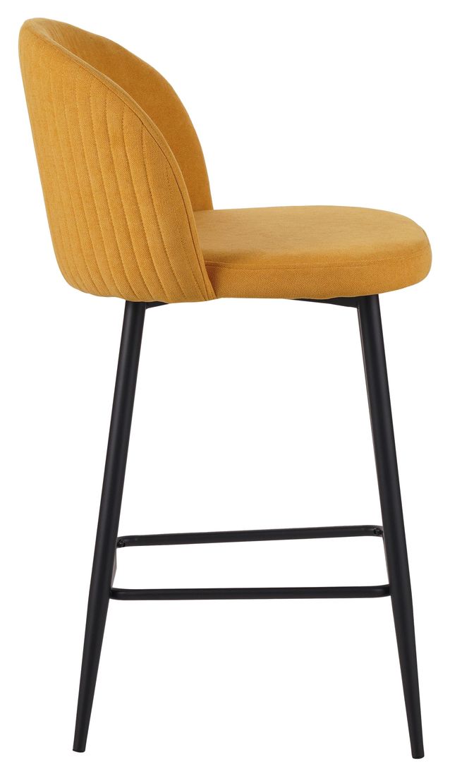 Sgabello Shelly in tessuto senape  con gambe nere