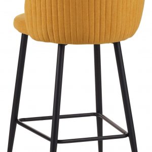 Sgabello Shelly in tessuto senape  con gambe nere