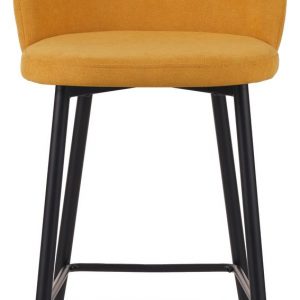 Sgabello Shelly in tessuto senape  con gambe nere