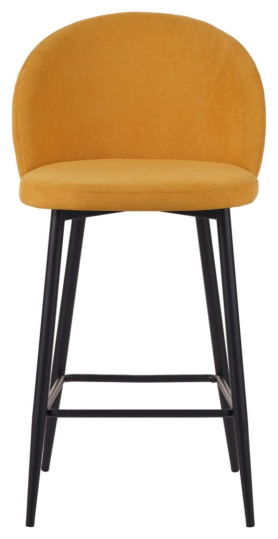 Sgabello Shelly in tessuto senape  con gambe nere