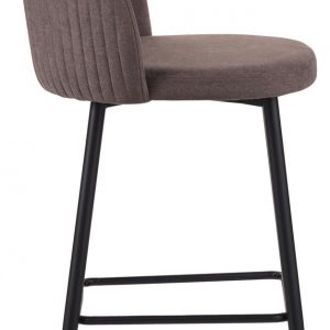 Sgabello Shelly in tessuto tabacco con gambe nere