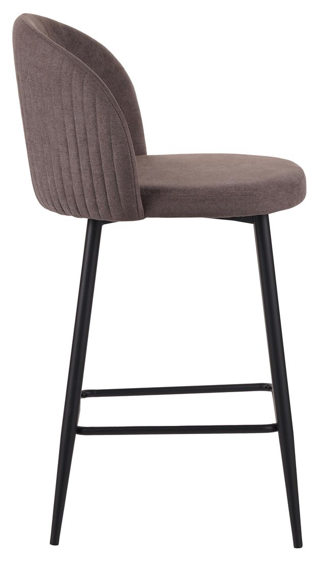 Sgabello Shelly in tessuto tabacco con gambe nere