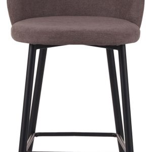 Sgabello Shelly in tessuto tabacco con gambe nere