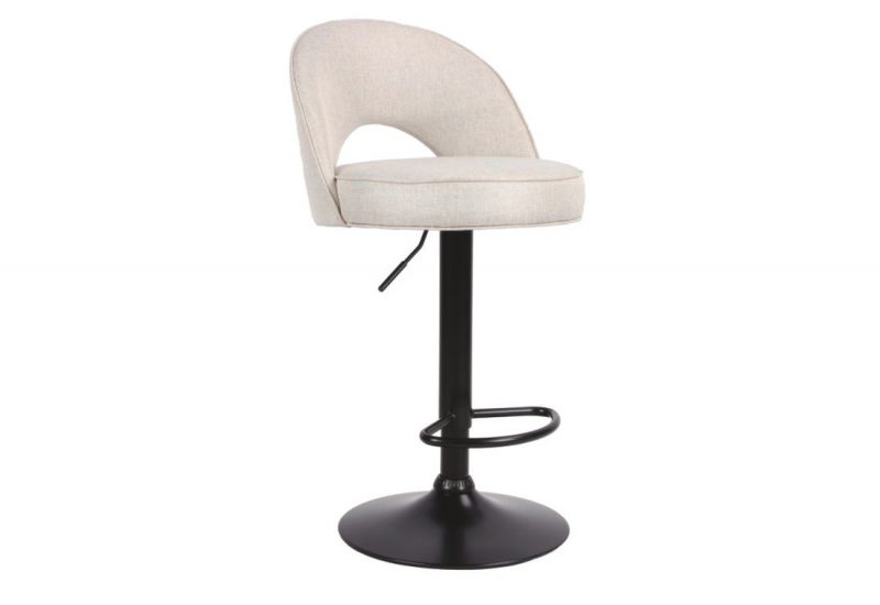 Sgabello Blake in tessuto beige  con base nera