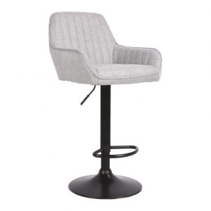 Sgabello Percy in tessuto grigio con gambe nere