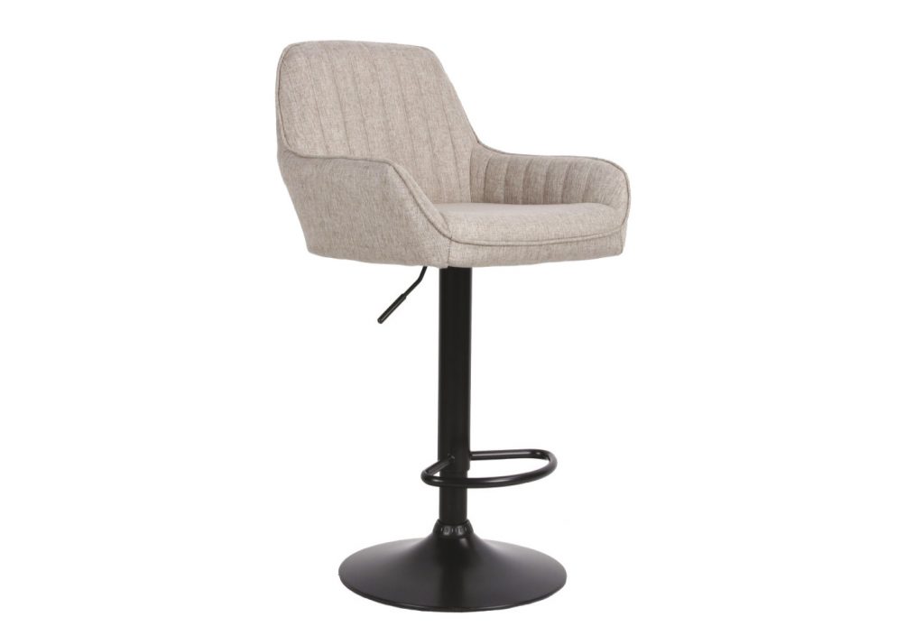 Sgabello Percy in tessuto marrone con gambe nere