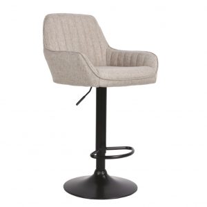 Sgabello Percy in tessuto marrone con gambe nere