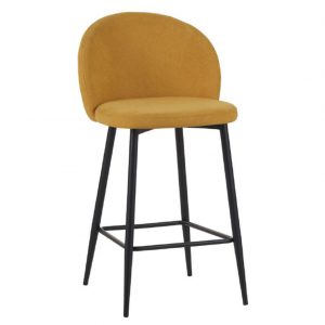 Sgabello Shelly in tessuto senape  con gambe nere