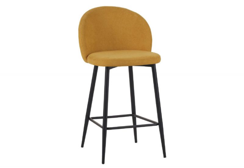 Sgabello Shelly in tessuto senape  con gambe nere