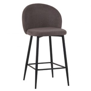 Sgabello Shelly in tessuto tabacco con gambe nere