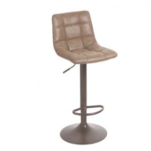 Sgabello Clayton in ecopelle marrone, base marrone