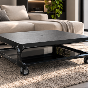 Tavolino KOBO 80x80 Bianco o nero con ruote in gomma
