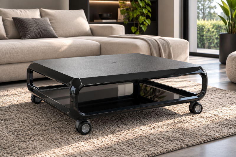 Tavolino KOBO 80x80 Bianco o nero con ruote in gomma