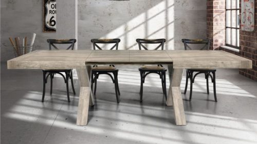 Tavolo Rovere  allungabile, con gambe incrociate