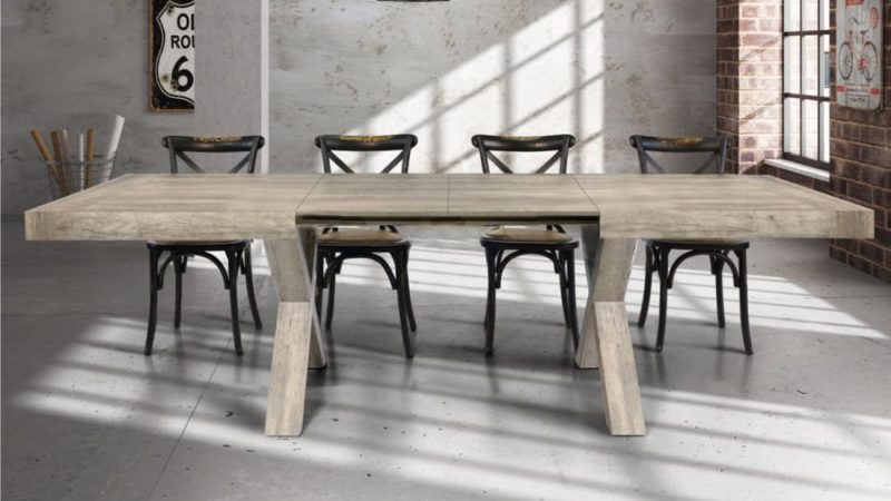Tavolo Rovere  allungabile, con gambe incrociate