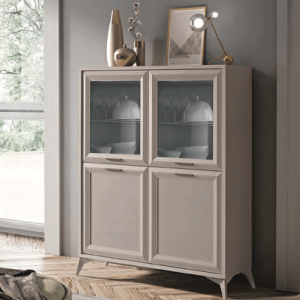 Madia Alta Contemporanea 4 Ante con Vetro – Mobile Soggiorno Elegante 125 cm
