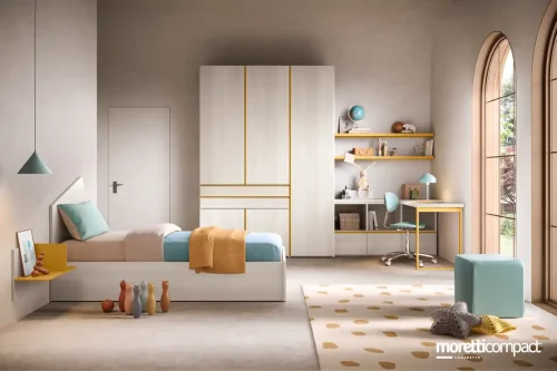 Cameretta Moretti Compact K113 con Armadio Angolare e Scrivania