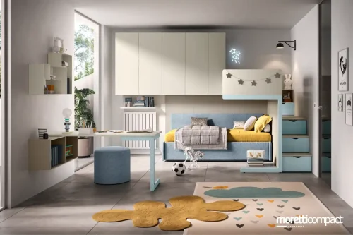 Cameretta Moretti Compact K118 con Soppalco e Divano Letto