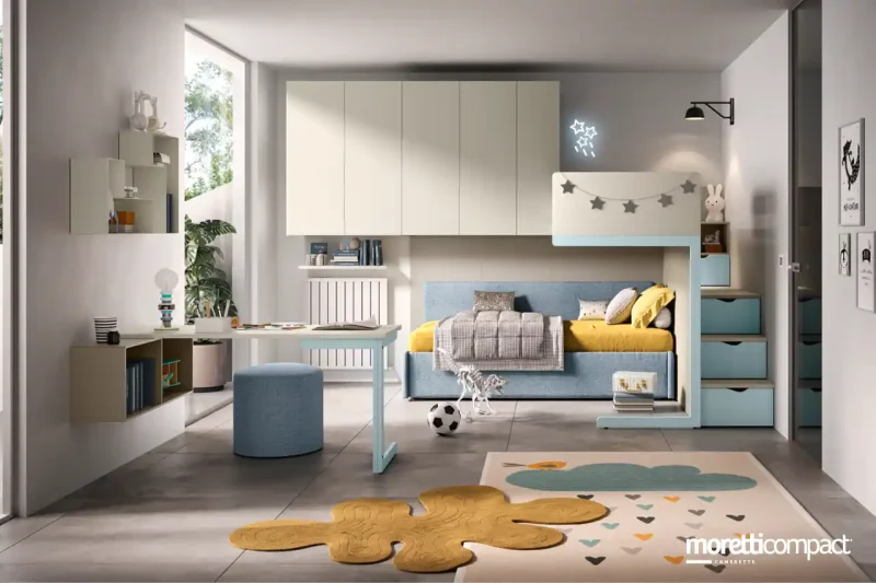 Cameretta Moretti Compact K118 con Soppalco e Divano Letto