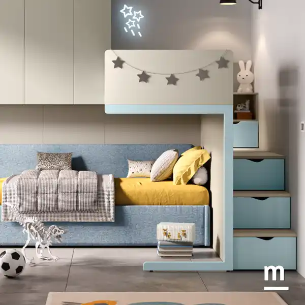 Cameretta Moretti Compact K118 con Soppalco e Divano Letto