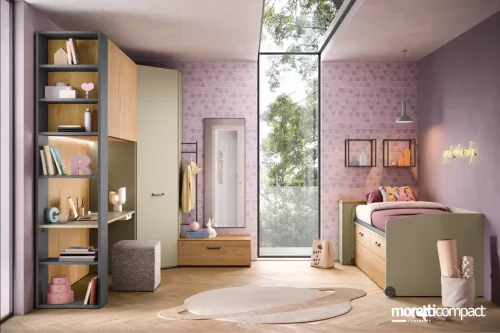 Cameretta Moretti Compact K122 con Cabina Armadio e Ponte