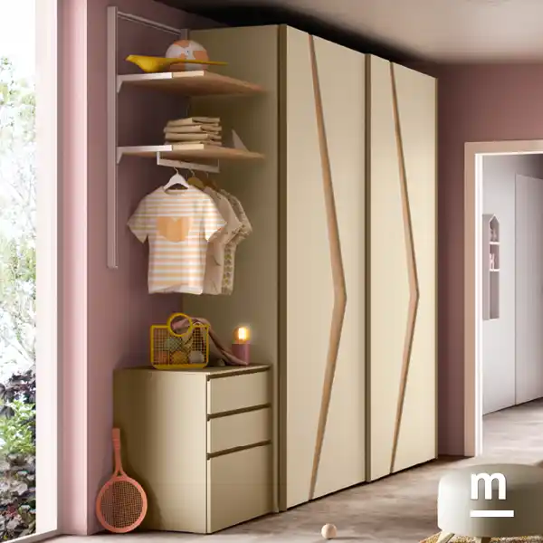 Cameretta Moretti Compact K125 con Letto a Castello e Armadio Scorrevole