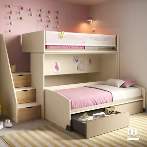 Cameretta Moretti Compact K125 con Letto a Castello e Armadio Scorrevole
