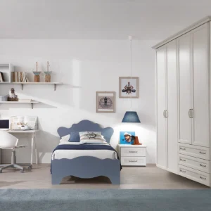 Cameretta classica shabby completa con letto singolo armadio 4 ante comodino e scrivania Dotolo Mobili