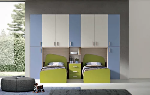 cameretta-moderna-doppio-ponte-due-letti-dotolo-mobili Cameretta moderna doppio ponte con due letti e armadiature Dotolo Mobili