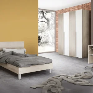 Cameretta moderna Emma con letto una piazza e mezza armadio 4 ante e scrivania Dotolo Mobili 107/01 Cameretta moderna Emma completa