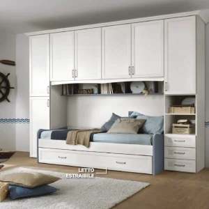 cameretta-ponte-classica-shabby-letto-estraibile-dotolo-mobili Cameretta a Ponte Classica Shabby con Letto Estraibile – Art. 114/01