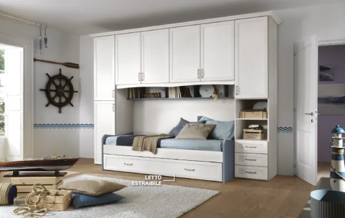 cameretta-ponte-classica-shabby-letto-estraibile-dotolo-mobili Cameretta a Ponte Classica Shabby con Letto Estraibile – Art. 114/01