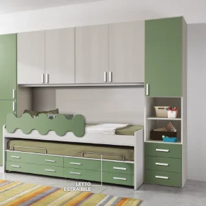 cameretta-ponte-doppio-letto-estraibile-dotolo-mobili 111/02 Cameretta a ponte con doppio letto estraibile e parabordo