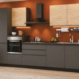 cucina_componibile_bloccata_14_02_dotolo_mobili 14/02 Cucina Kelly 330 cm Antracite e Rovere Caldo